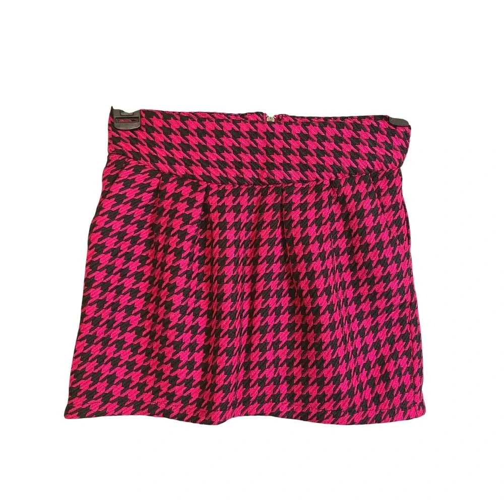 Y2K Cherokee Houndstooth Mini Skirt Kids 7/8 Pink Black Retro Skater Whimsigoth